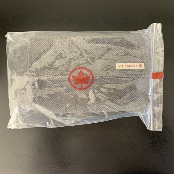 Air Canada Business Class Tweed In Flight Travel Amenity Bag Pouch Grey Red - Picture 5 of 6